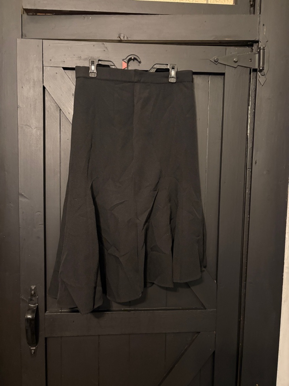 Black Flared A-Line Midi Skirt
